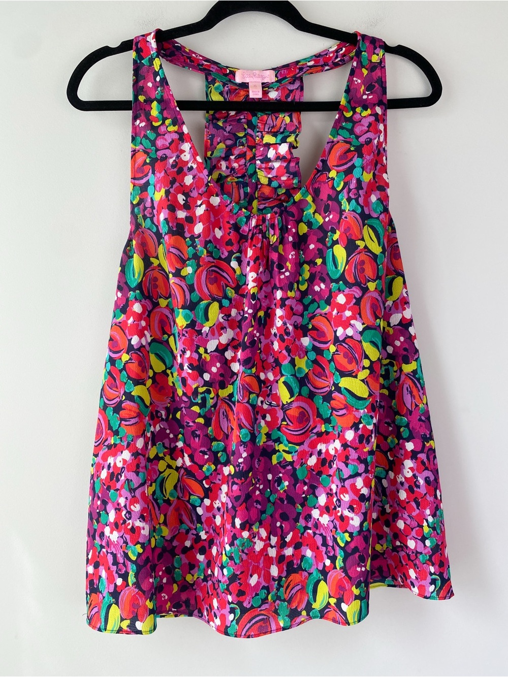 Lilly Pulitzer Womens Devaney Tank Blouse XL Wild Confetti Polka Dot Racerback M